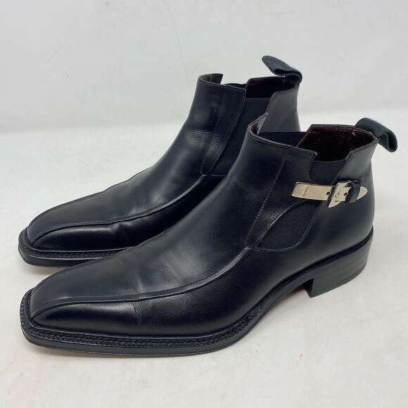 Cesare Paciotti Italian Black Leather Booties Mens Size 6.5